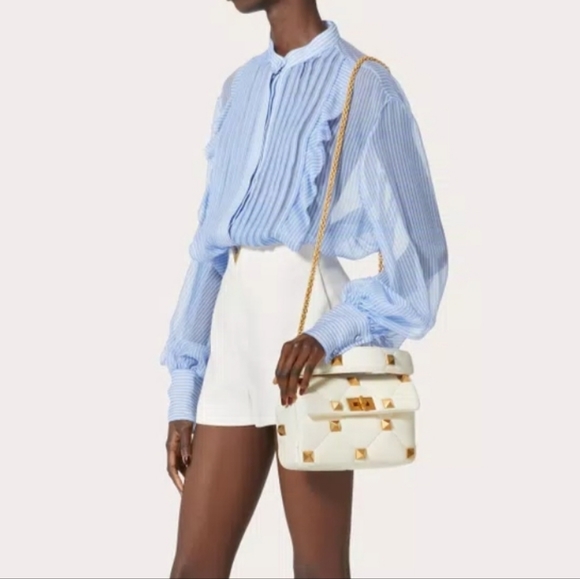 BNWT VALENTINO GARAVANI MEDIUM ROMAN STUD THE SHOULDER BAG IN NAPPA WITH CHAIN - Picture 5 of 7